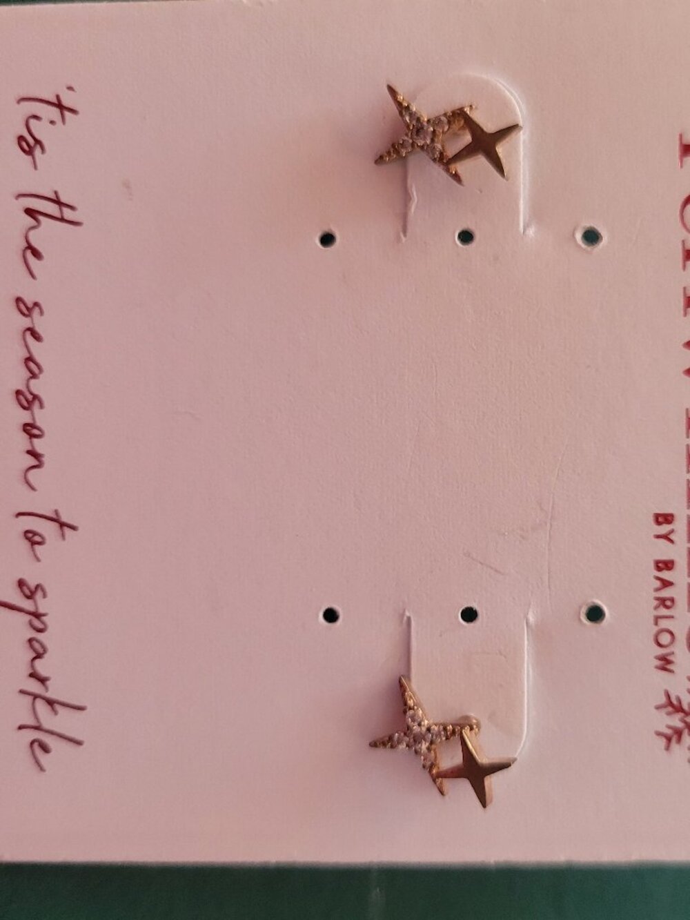 Periwinkle by Barlow Gold Star Crystal Stud Earrings NWT